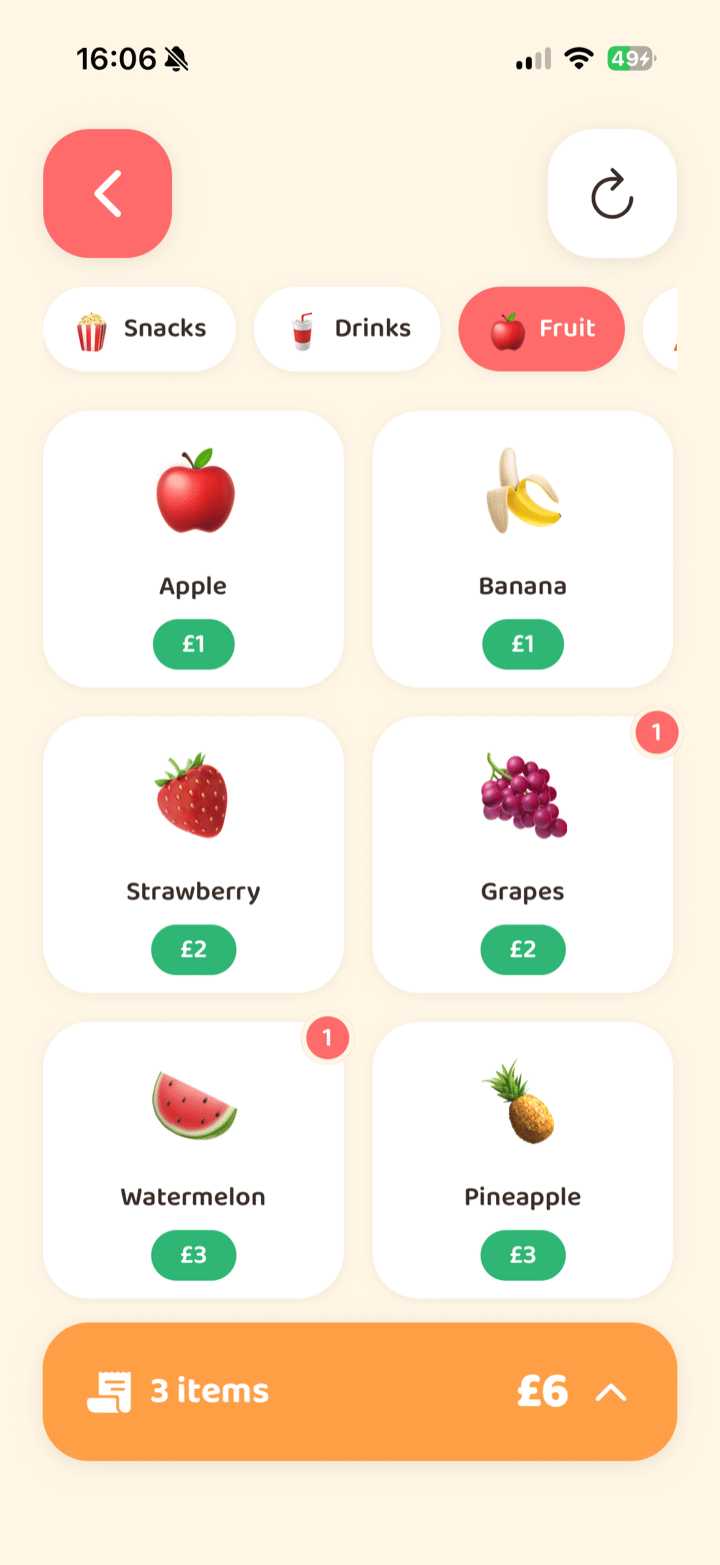 Pretend restaurant menu in KidPad